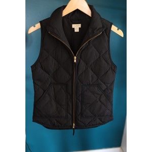 J.CREW Quilted Down Filled Puffer Black Vest XXS